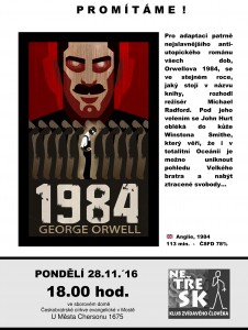 Pozvánka na promítání filmu-G.Orwell-1984